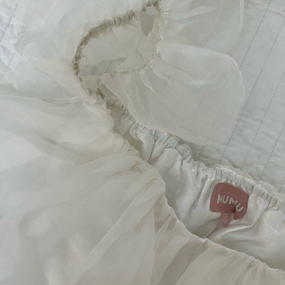 White Ruffle Crop Top - Picture 3 of 4